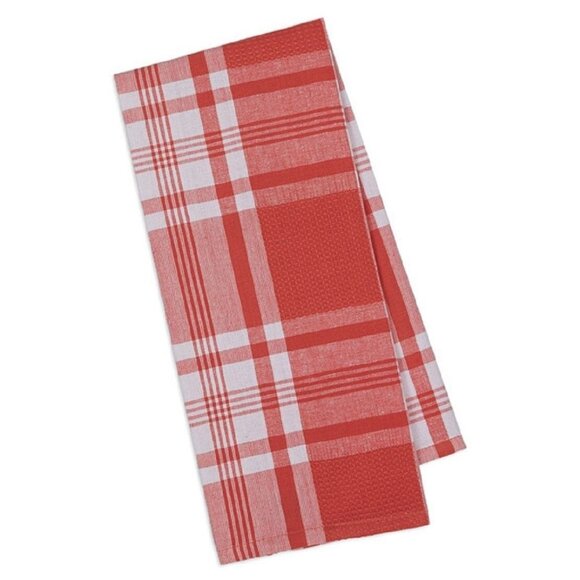 Kitchen Towel Design Import Red White Plaid 18 x 28" 100% Cotton Dishtowel - Picture 1 of 3